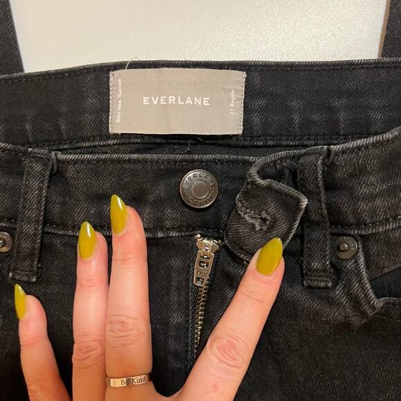 Everlane Black Skinny Jeans Women’s Size 27 | Fray Hem Slit Ankle Denim Stretch - Picture 2 of 8